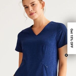 Navy Blue Leopard Print Scrub Top and Bottoms